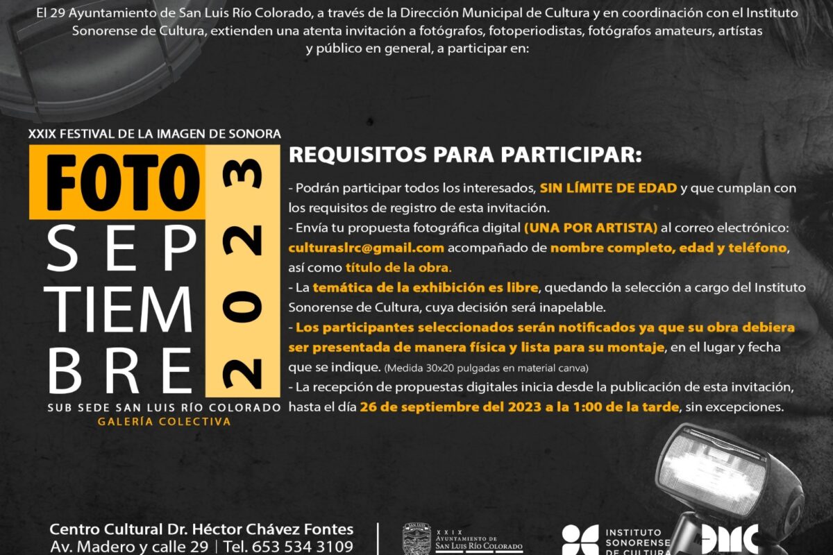 Anuncian actividades para Galería Fotográfica “Fotoseptiembre 2023”