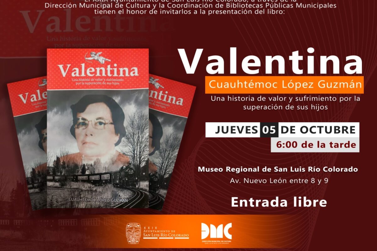 Organiza Cultura presentación del libro “Valentina”