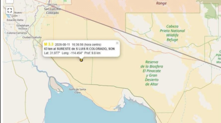 Sismo de 3.3 al sureste de San Luis Río Colorado; sin afectaciones